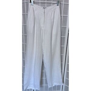 Quince 100% European Linen Pleated Trouser White  Pants Size 4 Pleated Lined